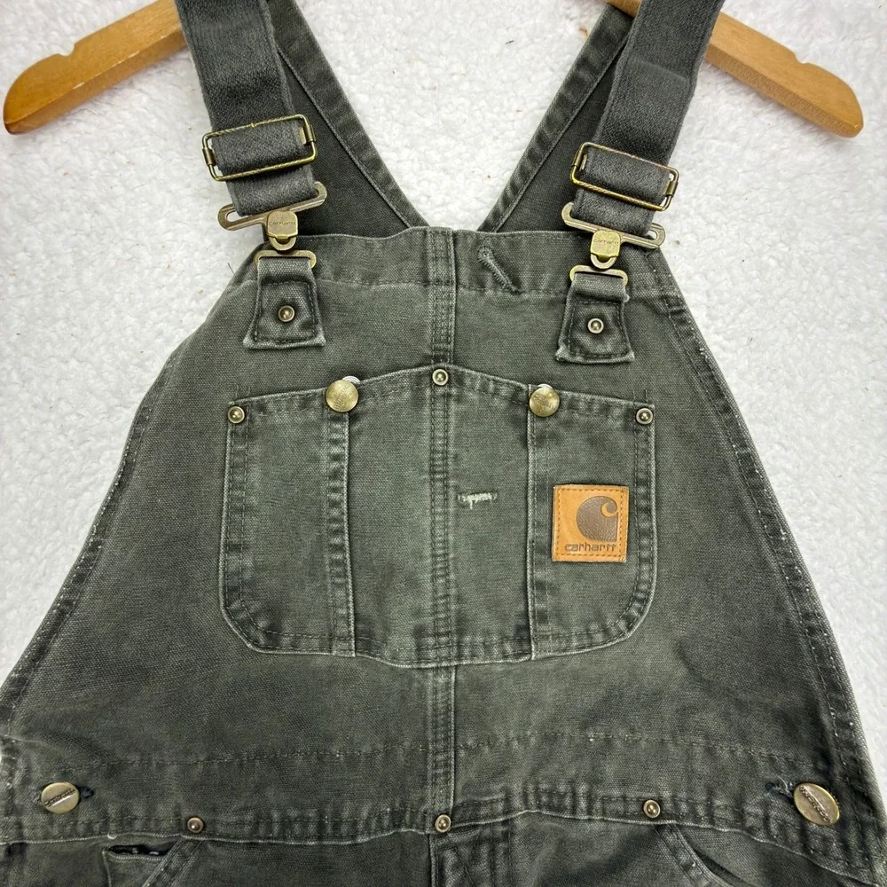 Carhartt Sandstone Bib Overall Double Knee Men 32X30 R06 MOS Green NWT NOS
